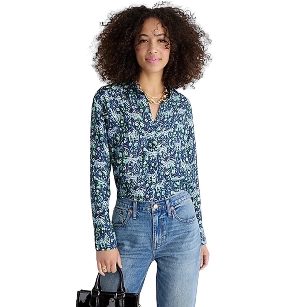 J. Crew - Classic Fit Button Down Blouse Shirt in Fauna Floral Sz S